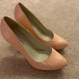 Elizabeth and James Peach Embossed Leather Pump